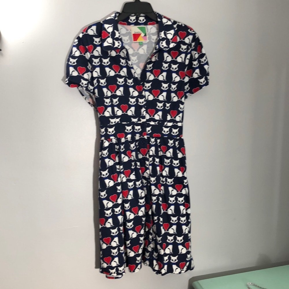 ModCloth brand fervour cat & heart print dress